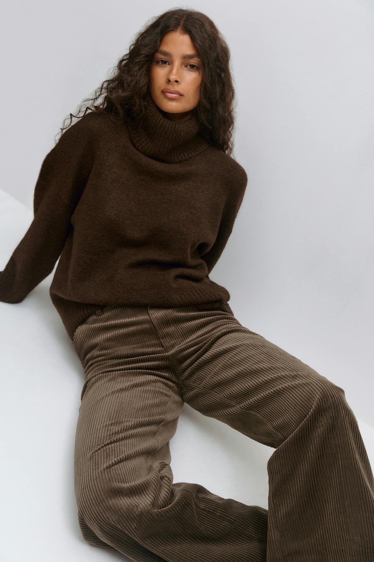 Corduroy high waist trousers - Noir