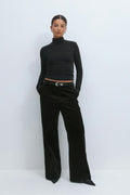 Corduroy high waist trousers - Noir