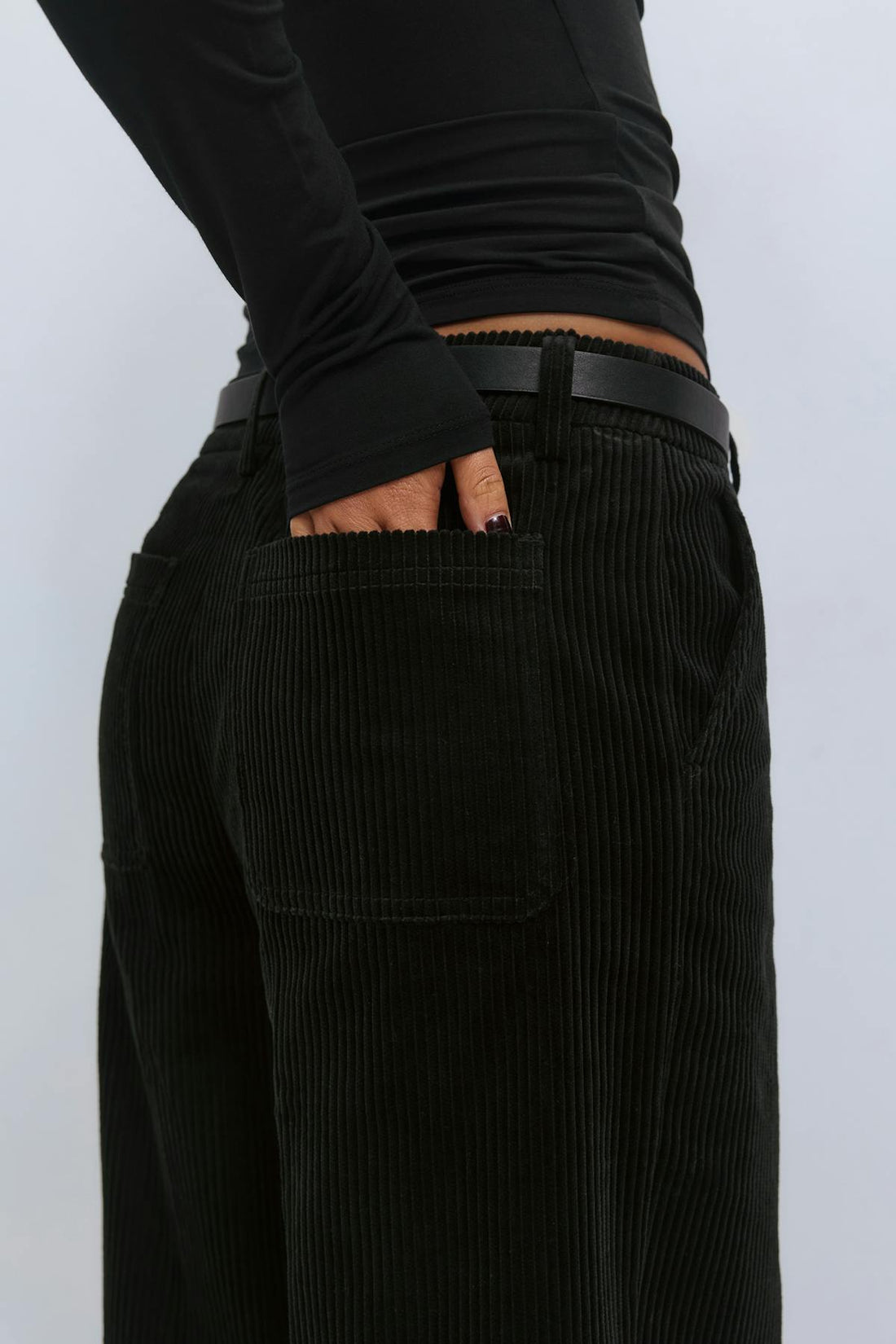 Corduroy high waist trousers - Noir