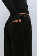 Corduroy high waist trousers - Noir