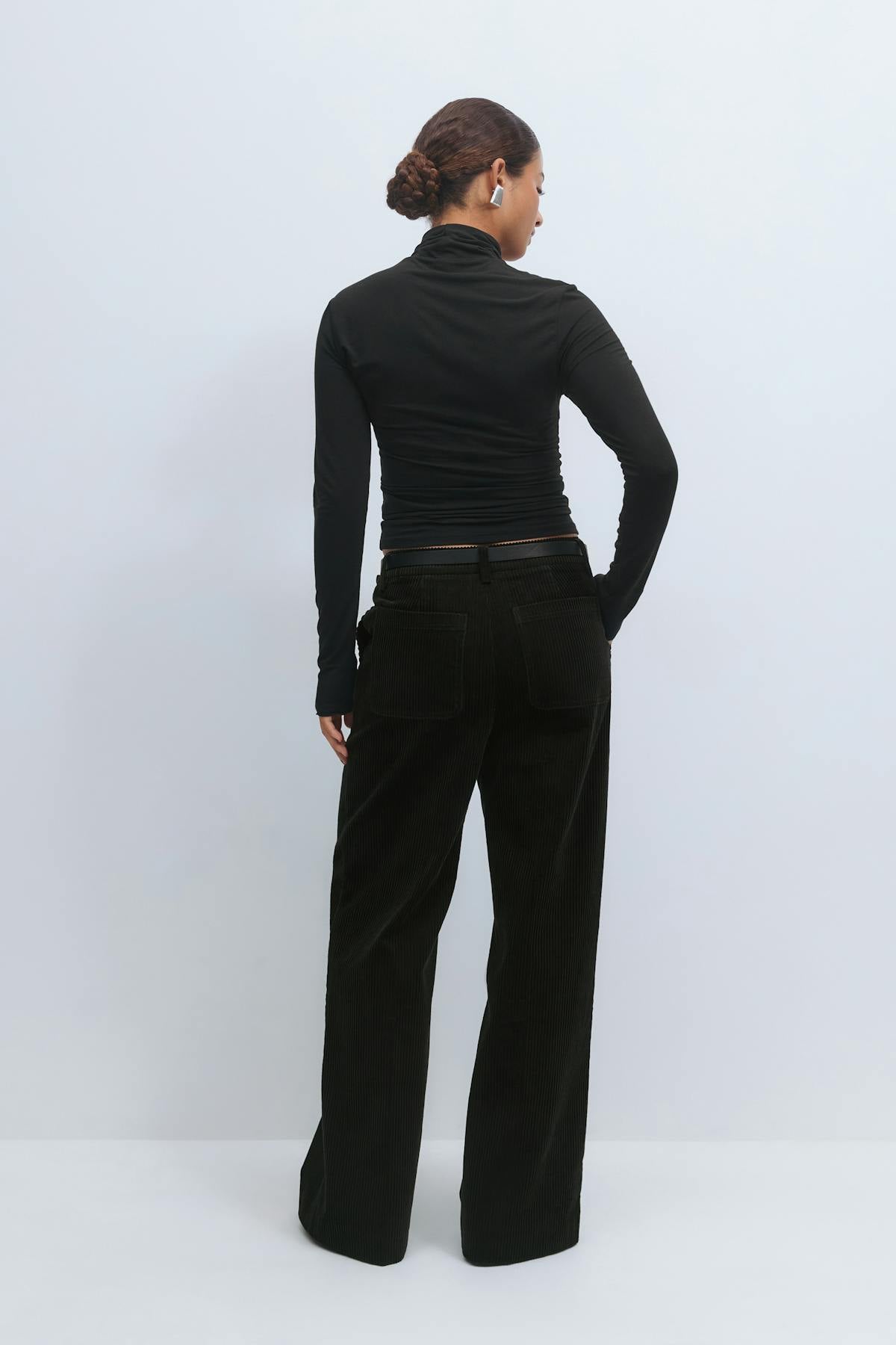 Corduroy high waist trousers - Noir