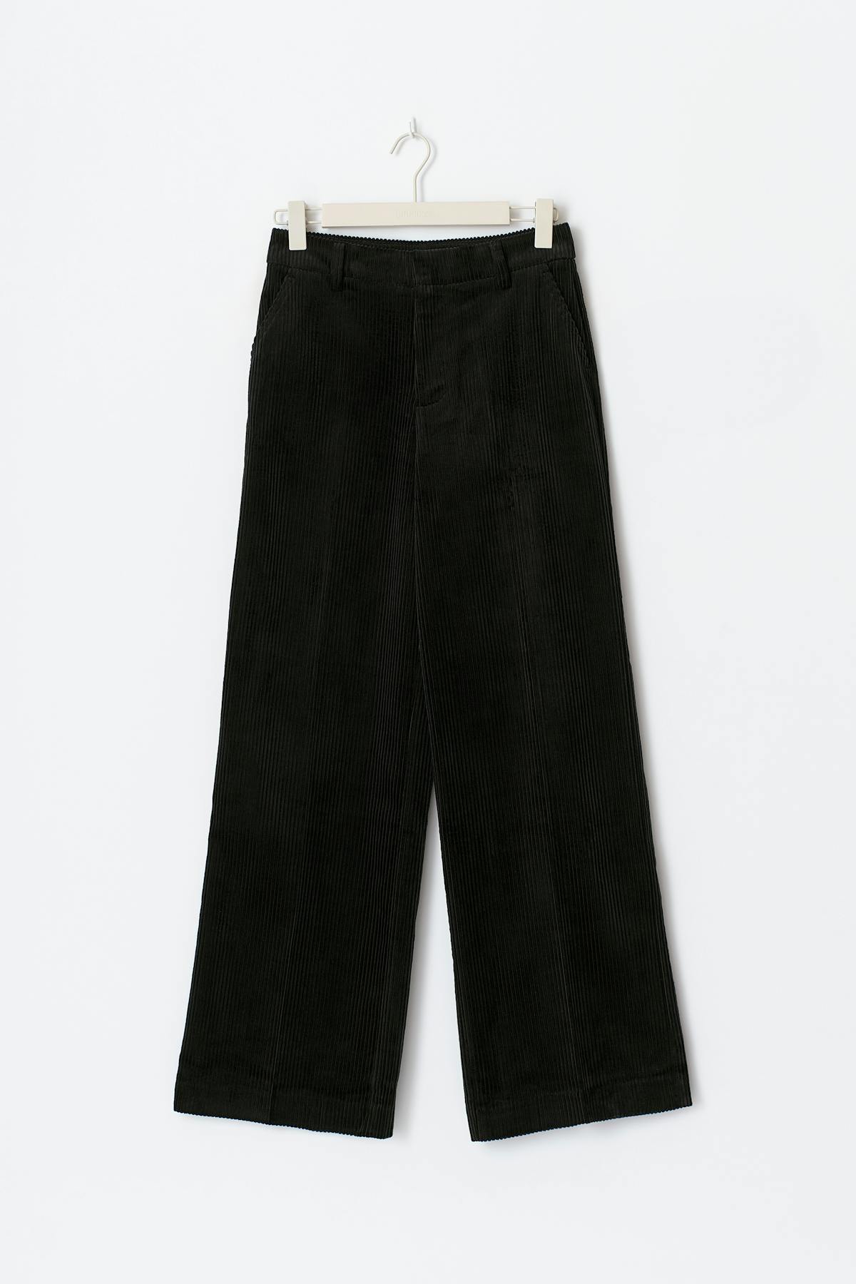 Corduroy high waist trousers - Noir