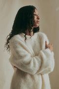 Alpaca blend knitted sweater - Soft brown mel