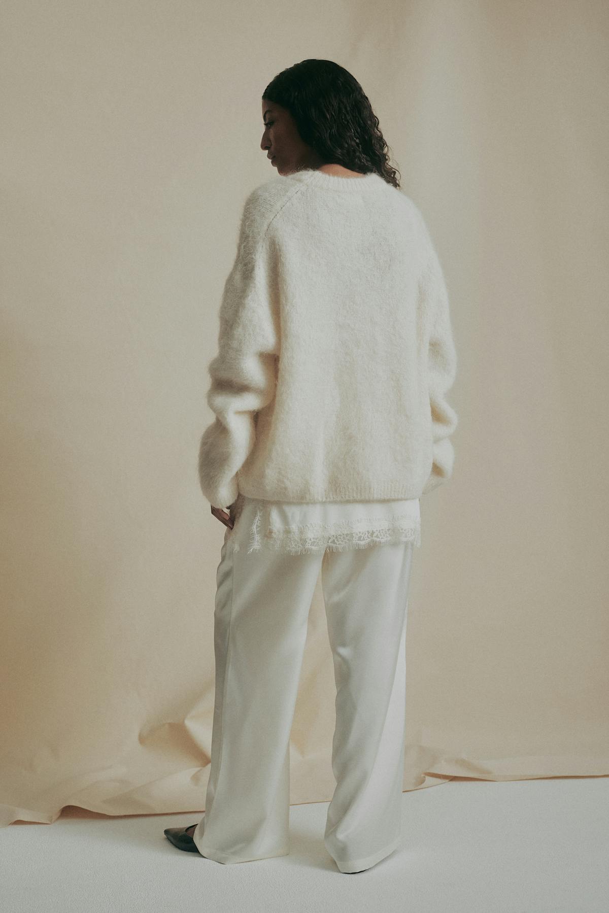 Alpaca blend knitted sweater - Soft brown mel