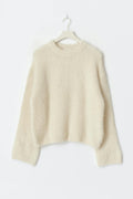 Alpaca blend knitted sweater - Soft brown mel