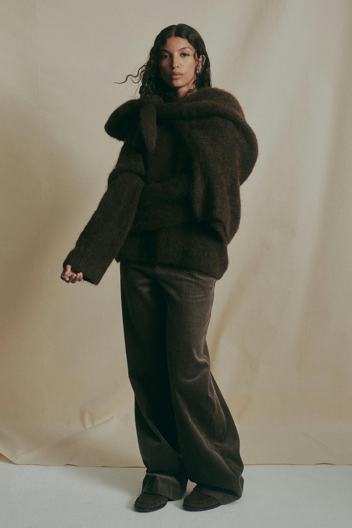 Alpaca blend knitted sweater - Soft brown mel