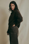 Alpaca blend knitted sweater - Soft brown mel