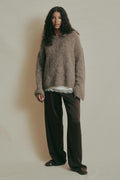 Alpaca blend knitted sweater - Mid grey mel