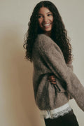 Alpaca blend knitted sweater - Mid grey mel