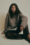 Alpaca blend knitted sweater - Mid grey mel