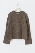 Alpaca blend knitted sweater - Mid grey mel