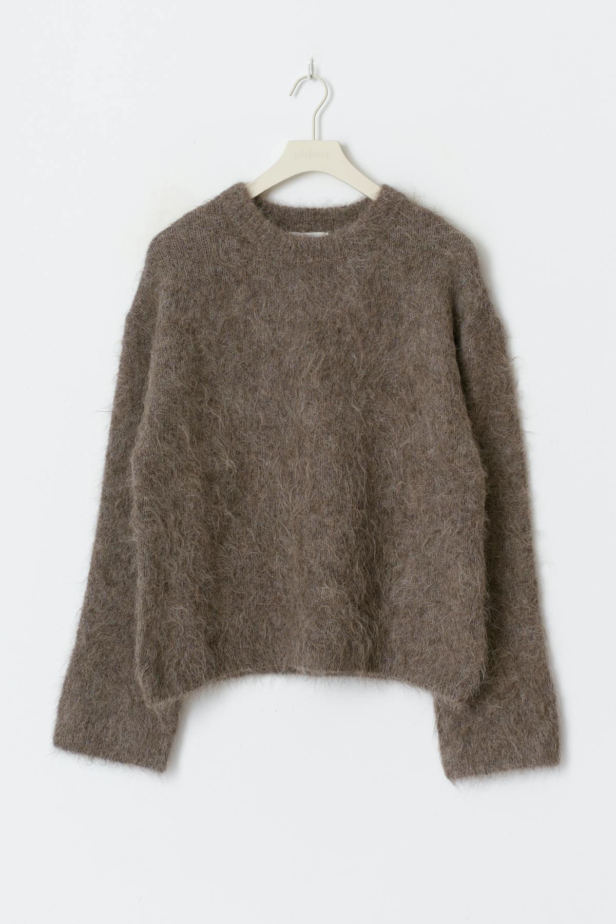 Alpaca blend knitted sweater - Mid grey mel