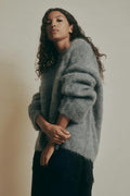 Alpaca blend knitted sweater - Tawny port