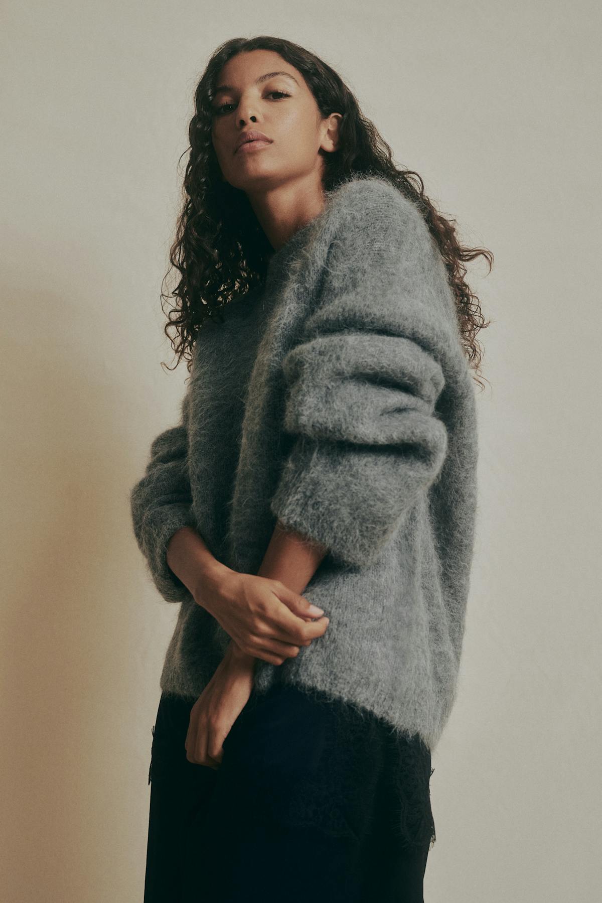 Alpaca blend knitted sweater - Tawny port