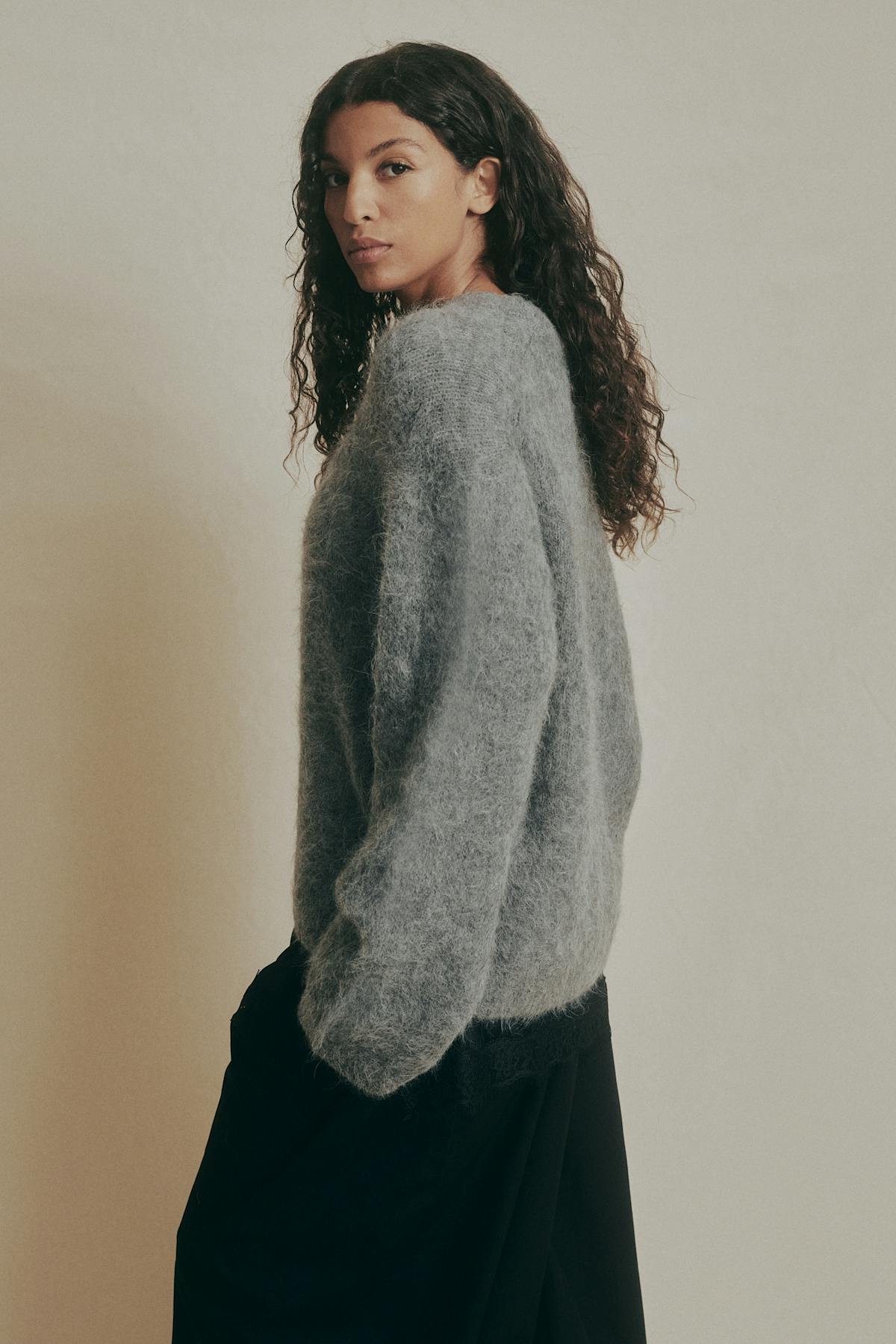 Alpaca blend knitted sweater - Tawny port