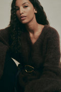 Alpaca blend knitted cardigan - Bordeaux foncé