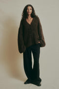 Alpaca blend knitted cardigan - Bordeaux foncé