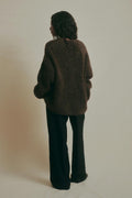 Alpaca blend knitted cardigan - Mid grey mel