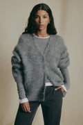 Alpaca blend knitted cardigan - Bordeaux foncé