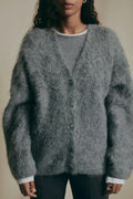 Alpaca blend knitted cardigan - Bordeaux foncé