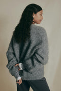 Alpaca blend knitted cardigan - Bordeaux foncé