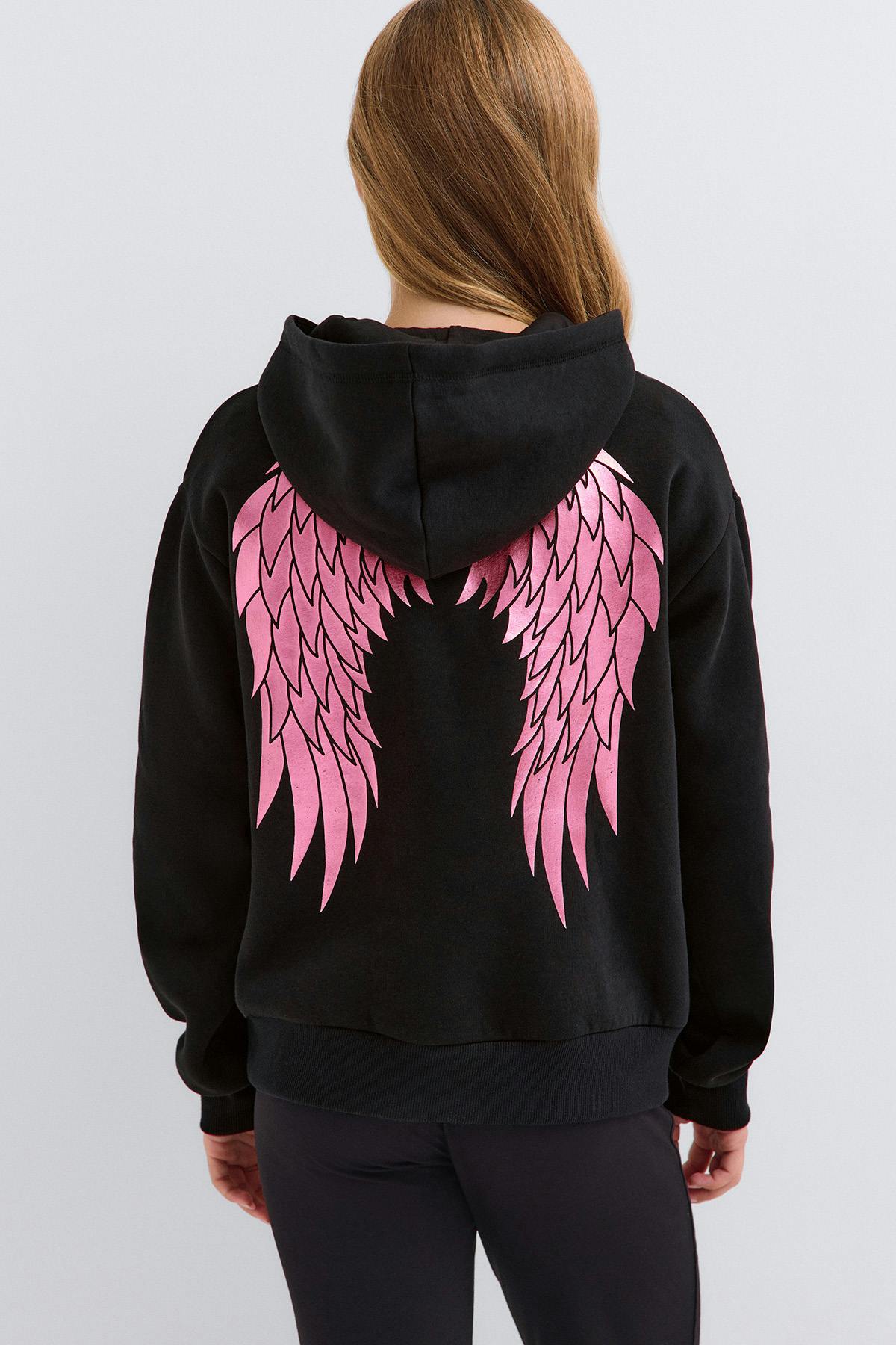 y basic hood - Black/pink wings