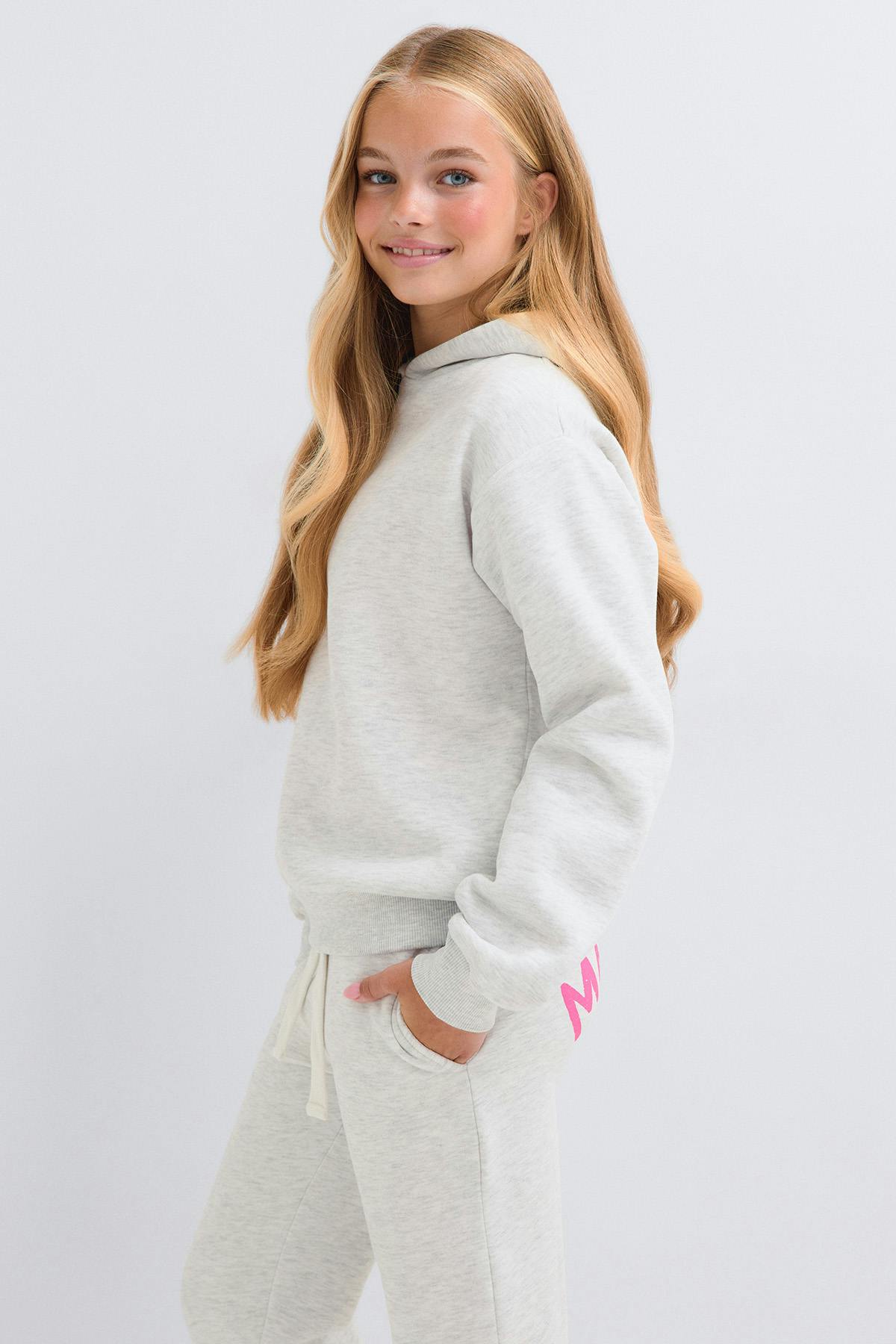 y basic hood - Lt grey melange