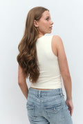 Y square neck top - Blanc