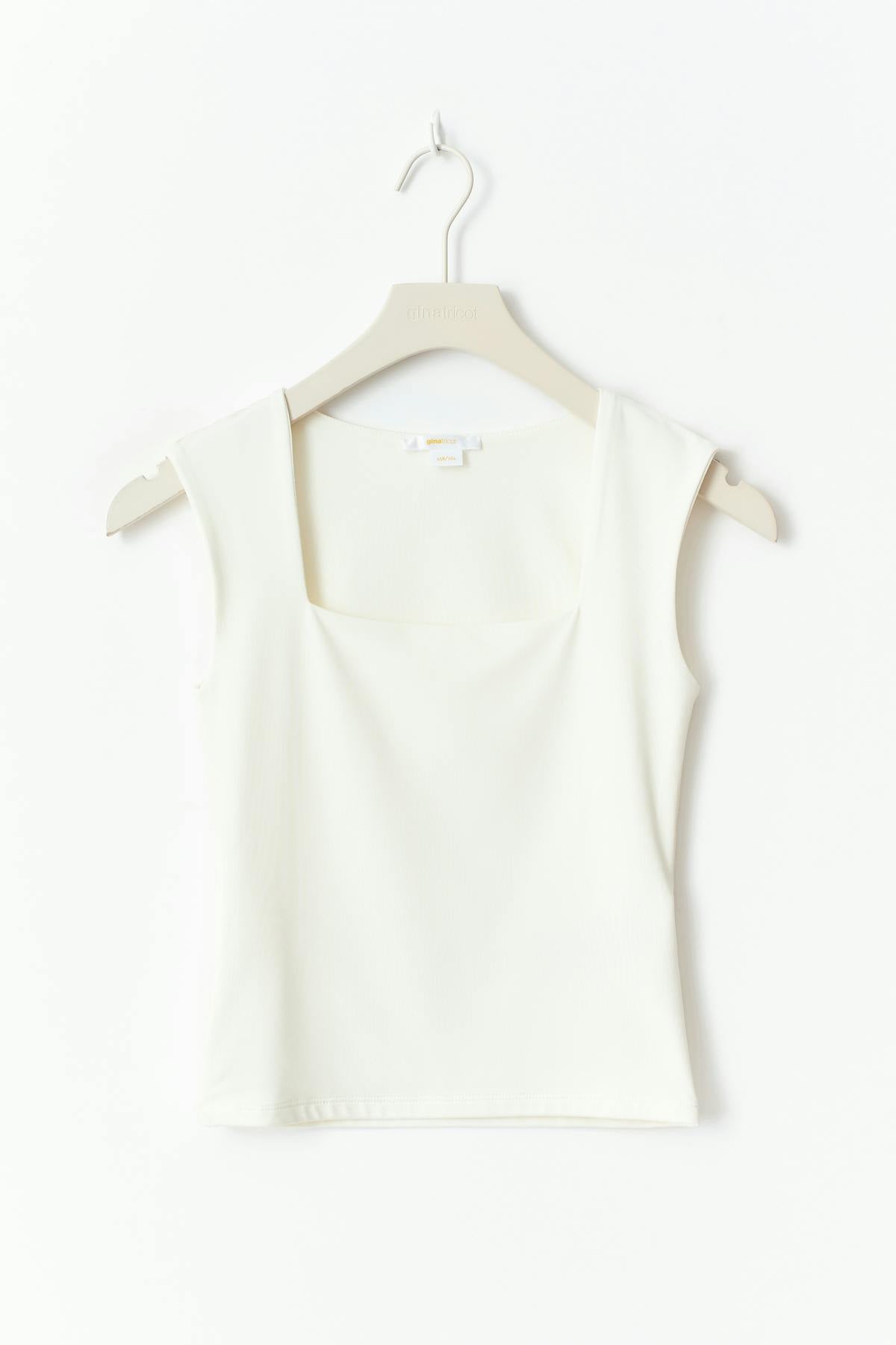 Y square neck top - Blanc