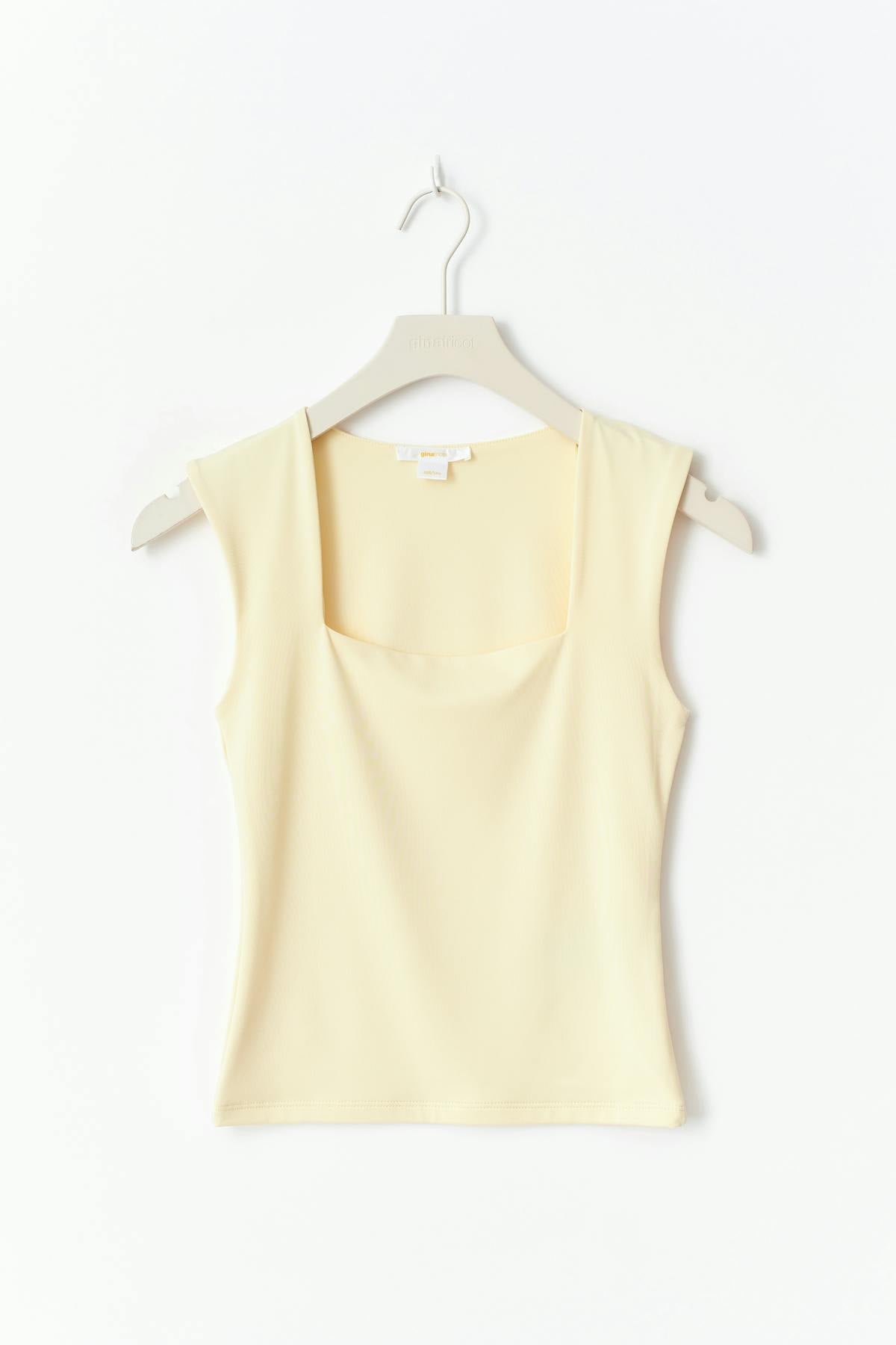 Y square neck top - Jaune clair