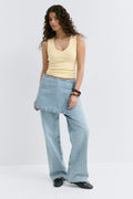 Tight v-neck rib tank - Ballet slipper