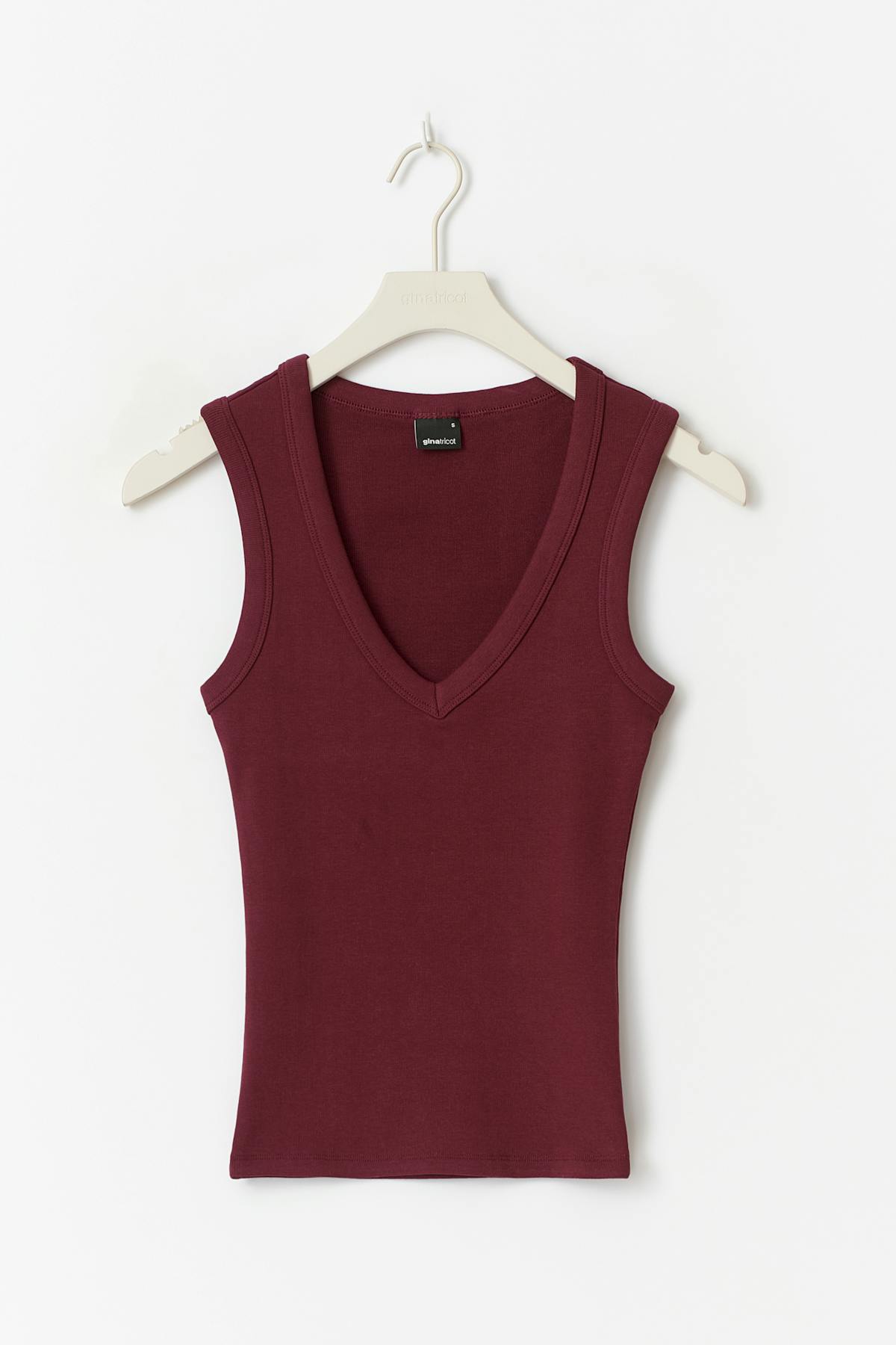 Tight v-neck rib tank - Cashmere blue