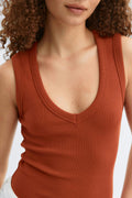 Tight v-neck rib tank - Endless sky