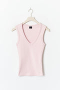 Tight v-neck rib tank - Tawny port