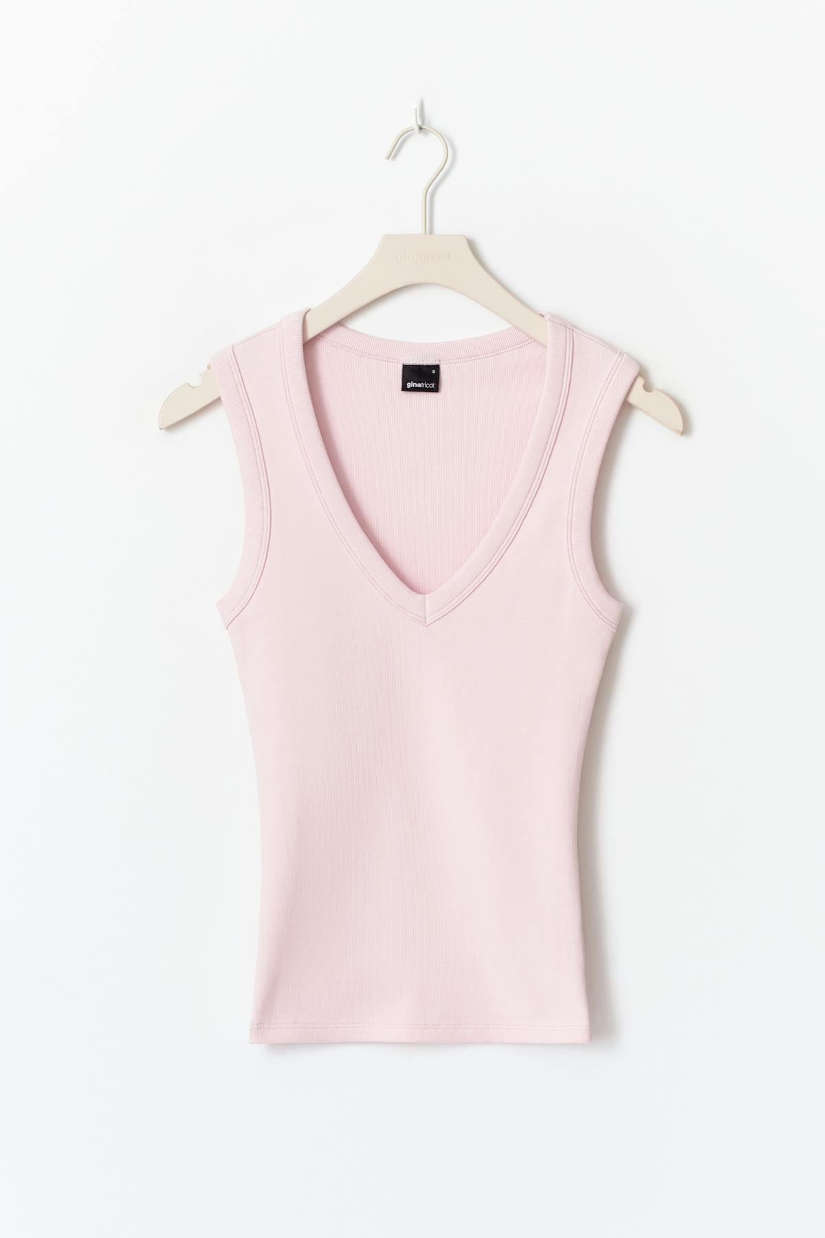 Tight v-neck rib tank - Tawny port