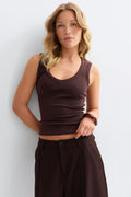 Tight v-neck rib tank - Picante