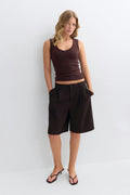 Tight v-neck rib tank - Picante