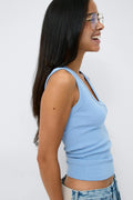 Tight v-neck rib tank - Tawny port