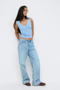 Tight v-neck rib tank - Ballet slipper