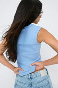 Tight v-neck rib tank - Ballet slipper