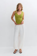Tight v-neck rib tank - Anise flower