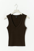 Tight v-neck rib tank - Mole