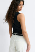 Tight v-neck rib tank - Noir