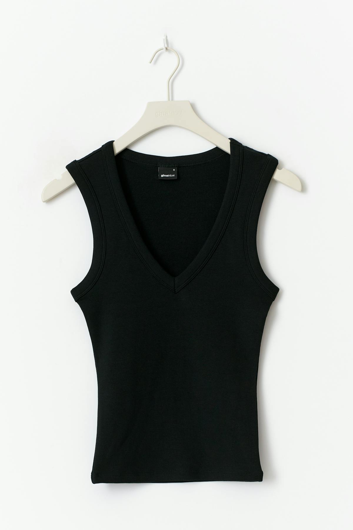 Tight v-neck rib tank - Noir