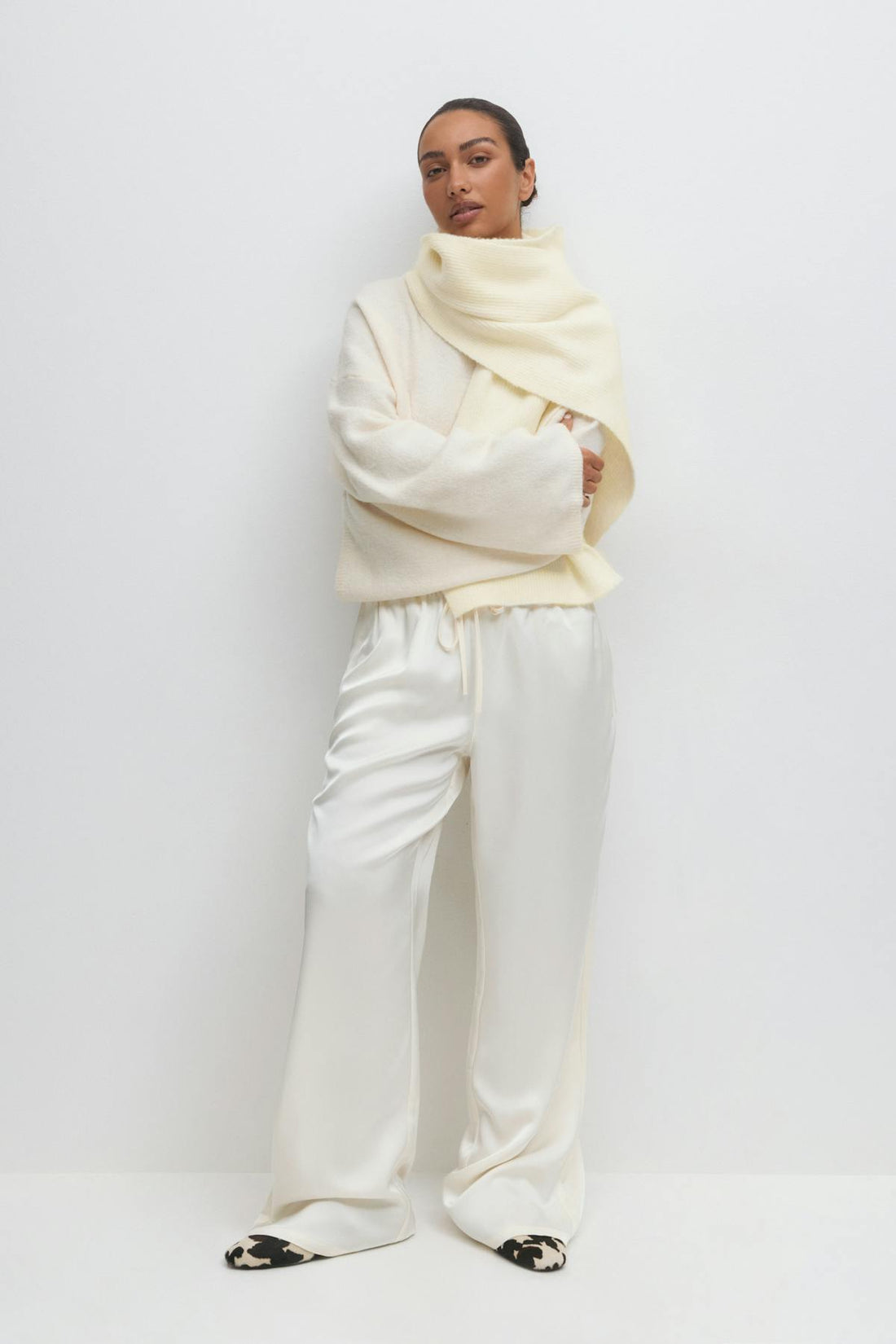 Rib knitted scarf - Blanc cassé