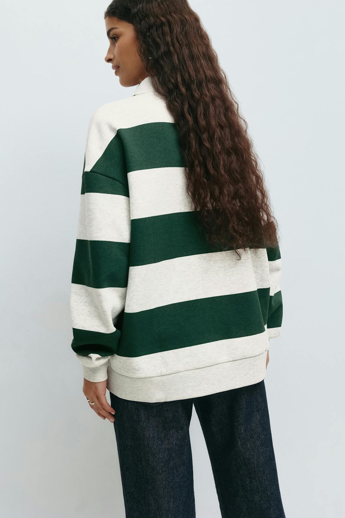 Collar sweater - Green stripe