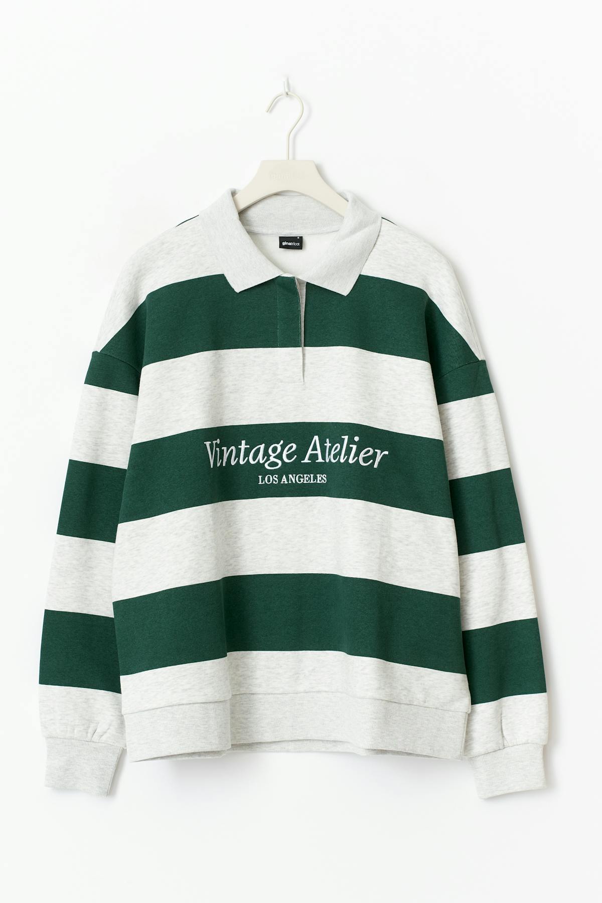 Collar sweater - Green stripe