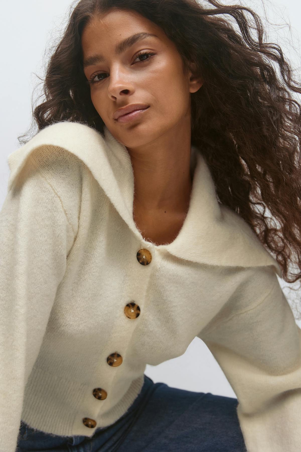 Ribbed waist knitted cardigan - Navy blazer