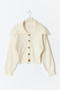 Ribbed waist knitted cardigan - Gardenia