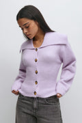Ribbed waist knitted cardigan - Gardenia